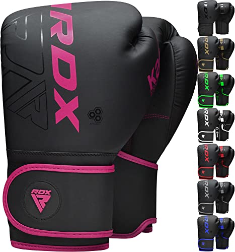 RDX Guantes de Boxeo Muay Thai Entrenamiento, Maya Hide Cuero, Kara Boxing Gloves para Sparring Kickboxing Saco Manoplas de Boxeo MMA Fight Training, Hombres Mujeres, 8 10 12 14 16oz