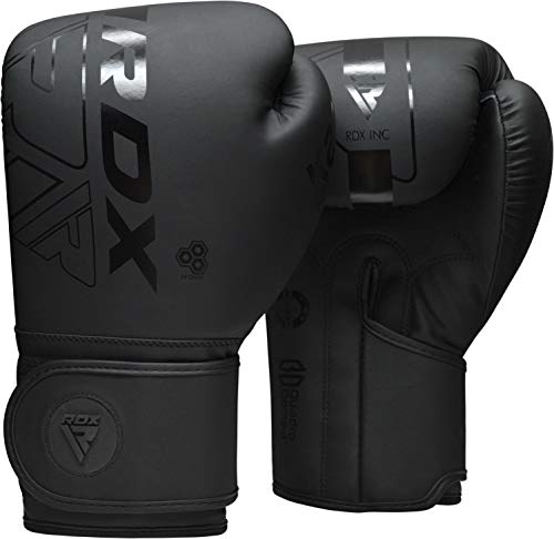 RDX Guantes de Boxeo Muay Thai Entrenamiento, Maya Hide Cuero, Kara Boxing Gloves para Sparring Kickboxing Saco Manoplas de Boxeo MMA Fight Training, Hombres Mujeres, 8 10 12 14 16oz