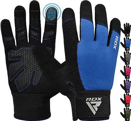 RDX Guantes Gimnasio Musculacion Entrenamiento Gym, Antideslizante Levantamiento de Pesas Musculación Palma Acolchada Gel Antideslizante Transpirable Pantalla Táctil Equipo de Fitness en Casa