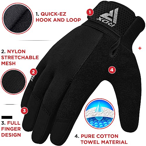 RDX Guantes Gimnasio Musculacion Entrenamiento Gym, Antideslizante Levantamiento de Pesas Musculación Palma Acolchada Gel Antideslizante Transpirable Pantalla Táctil Equipo de Fitness en Casa