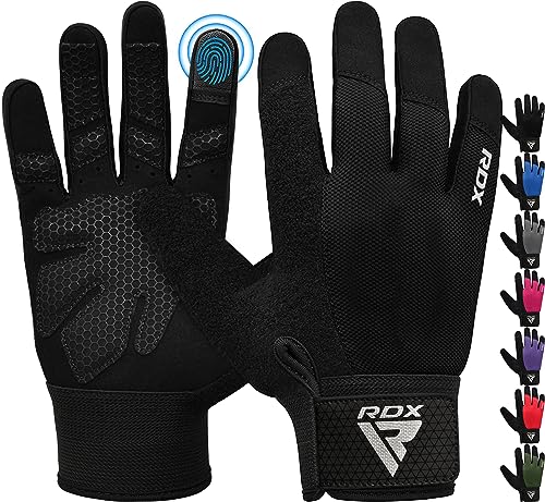 RDX Guantes Gimnasio Musculacion Entrenamiento Gym, Antideslizante Levantamiento de Pesas Musculación Palma Acolchada Gel Antideslizante Transpirable Pantalla Táctil Equipo de Fitness en Casa