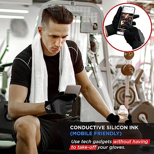 RDX Guantes Gimnasio Musculacion Entrenamiento Gym, Antideslizante Levantamiento de Pesas Musculación Palma Acolchada Gel Antideslizante Transpirable Pantalla Táctil Equipo de Fitness en Casa