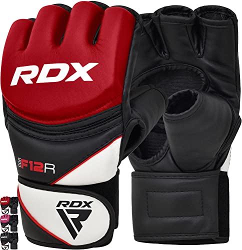 RDX Guantes MMA Artes Marciales Entrenamiento, Maya Hide Cuero Grappling Guantillas, Professional Abierto Palma Gloves, Sparring Kickboxing Muay Thai Saco de Boxeo Lucha Libre Combate, Hombre Mujere