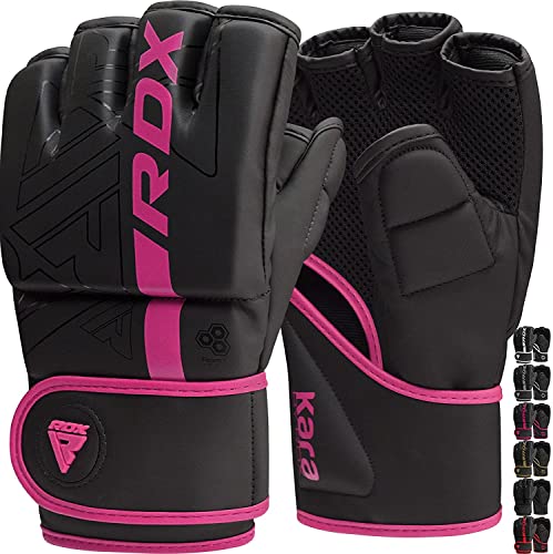 RDX Guantes MMA Artes Marciales Entrenamiento, Precurvado Maya Hide Cuero Grappling Guantillas, Kara Ventilada Palma Gloves, Muay Thai Kick Boxing Sparring Saco de Boxeo Lucha Libre Training