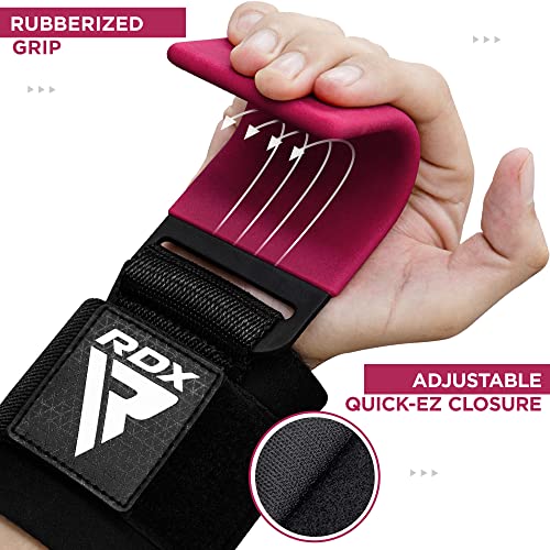 RDX Levantamiento Peso Gancho Correas de Agarre, Antideslizante Recubiertos de Goma, 8mm Neopreno Gimnasio Muñequeras Pesas Hook Straps, Powerlifting Deadlift Musculacion Elevación Deportivas