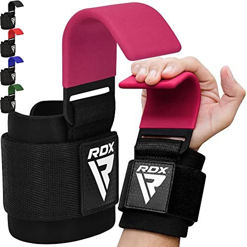 RDX Levantamiento Peso Gancho Correas de Agarre, Antideslizante Recubiertos de Goma, 8mm Neopreno Gimnasio Muñequeras Pesas Hook Straps, Powerlifting Deadlift Musculacion Elevación Deportivas