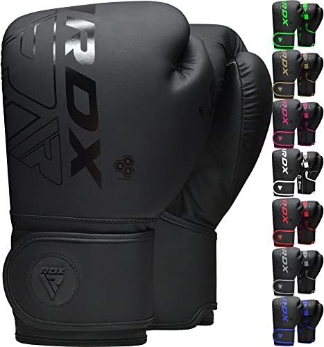 RDX Niños Guantes de Boxeo para Entrenamiento y Muay Thai, Maya Hide Cuero KARA Junior Mitones para Sparring, Kick Boxing, Boxing Gloves para Saco Boxeo, Artes Marciales Training (NEGRO, 8OZ)