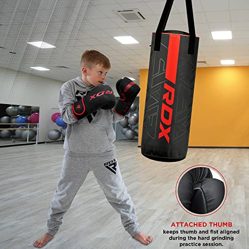 RDX Niños Guantes de Boxeo para Entrenamiento y Muay Thai, Maya Hide Cuero Kara Junior Mitones para Sparring, Kick Boxing, Boxing Gloves para Saco Boxeo, Artes Marciales Training