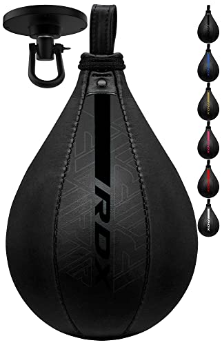 RDX Pera de Boxeo con Giratorio, Cuero Maya Hide, Bolsa de Velocidad MMA con Vejiga Extra, Saco de Velocidad Rapida para Kick Boxing Gimnasio Saco de Boxeo Fitness Gimnasio Combat Sport Set