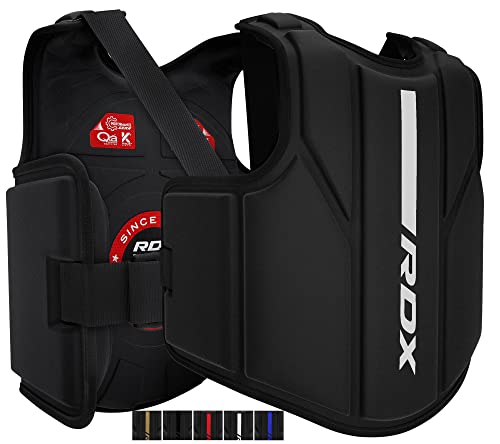 RDX Protector de Pecho, Maya Hide Cuero Protector De Cuerpo Acolchado Ajustable Mam capacitación, Muay Thai, Artes Marciales, Armadura de Escudo de Costilla Entrenamiento Kickboxing