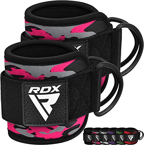 RDX Tobillera para Polea Gimnasio Entrenamiento, Tobillos Double D Ring, Muñeca Correa Gym Puños para Cable Maquinas, Fitness Deportivas Muslo la Pierna Glúteos Poleas de Elevación, Hombre Mujere