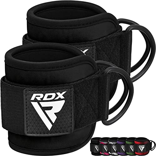 RDX Tobillera para Polea Gimnasio Entrenamiento, Tobillos Double D Ring, Muñeca Correa Gym Puños para Cable Maquinas, Fitness Deportivas Muslo la Pierna Glúteos Poleas de Elevación, Hombre Mujere