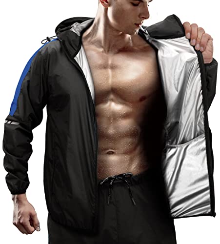 RDX Traje Sauna Mujer Hombre Adelgazante, REACH OEKO TEX 100 CERTIFICADO, Sudor Chándal con Capucha, Trajes de Sudoración Deportiva Fitness Boxeo Yoga Running Gimnasio, Conjunto de Pantalón Superior