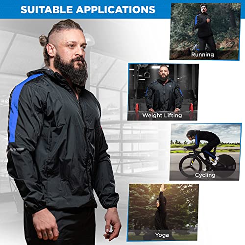 RDX Traje Sauna Mujer Hombre Adelgazante, REACH OEKO TEX 100 CERTIFICADO, Sudor Chándal con Capucha, Trajes de Sudoración Deportiva Fitness Boxeo Yoga Running Gimnasio, Conjunto de Pantalón Superior