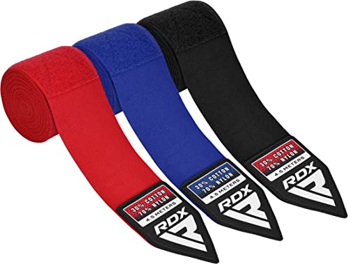 RDX Vendas Boxeo Guantes Interiores, 4,5 Metros 180 Pulgadas Elástico Correa de Muñeca Soporte Cinta, Vendaje Envolturas Protector, Muay Thai MMA Kick Boxing Artes Marciales Entrenamiento Hand Wraps