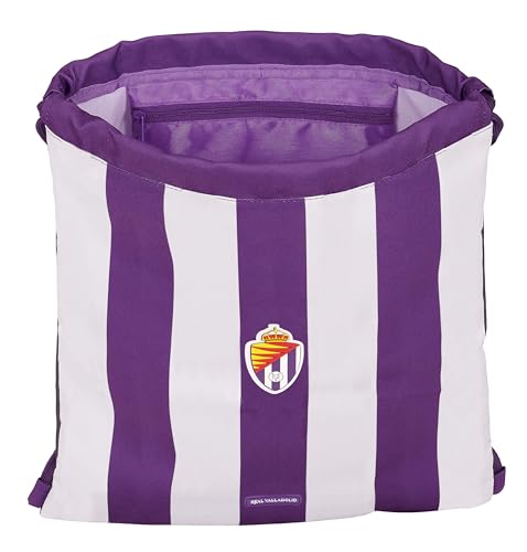 REAL VALLADOLID - Mochila Saco Plano Grande, Mochila, Ideal para Niños de Diferentes Edades, Cómoda y Versátil, Calidad y Resistencia, 35x40 cm, Color Morado