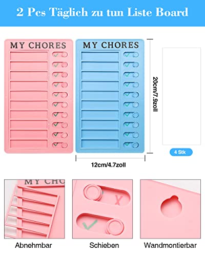 Realure 2 Piezas Checklist Rutinas,My Chores,Tabla de Rutinas Para Niños,Tabla de Tareas Para Niños,Tabla Rutinas Niños,Tabla Tareas Diarias Niños,con 4 Papeles en Blanco Para Hogar