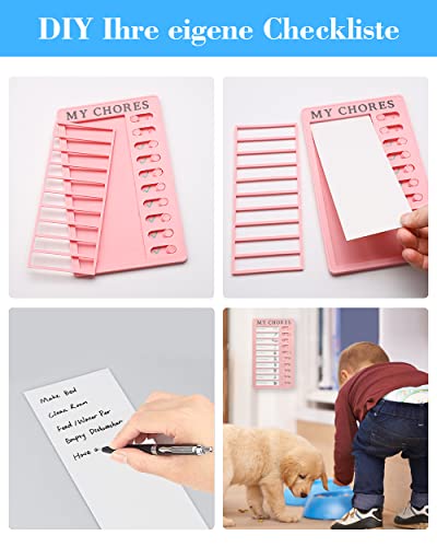 Realure 2 Piezas Checklist Rutinas,My Chores,Tabla de Rutinas Para Niños,Tabla de Tareas Para Niños,Tabla Rutinas Niños,Tabla Tareas Diarias Niños,con 4 Papeles en Blanco Para Hogar