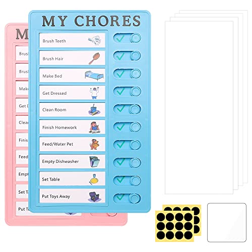 Realure 2 Piezas Checklist Rutinas,My Chores,Tabla de Rutinas Para Niños,Tabla de Tareas Para Niños,Tabla Rutinas Niños,Tabla Tareas Diarias Niños,con 4 Papeles en Blanco Para Hogar