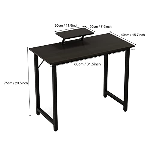 Rechebon Mesa Escritorio para Ordenador, Mesa de Ordenador para el hogar, Oficina, Escritorio con Bandeja para Monitor, 80 x 40 x 75 cm,Negro