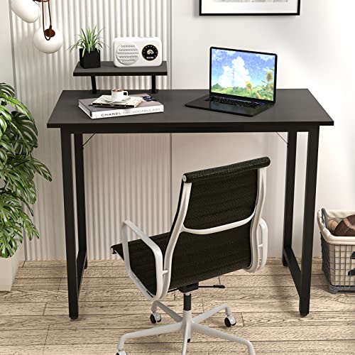 Rechebon Mesa Escritorio para Ordenador, Mesa de Ordenador para el hogar, Oficina, Escritorio con Bandeja para Monitor, 80 x 40 x 75 cm,Negro