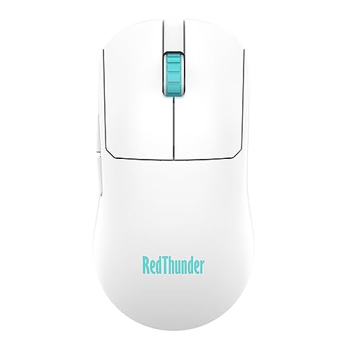 RedThunder M10 Ratón Inalámbrico para Juegos con Sensor óptico de 10K dpi, 56g de Peso Ultra Ligero, Modo Dual 2.4GHz y con Cable, Recargable Ratón Ergonómico para Juegos para PC/Mac PS5 Gamer Blanco