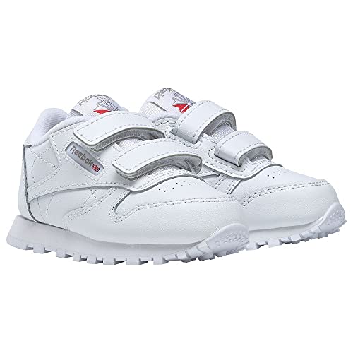 Reebok Classic Leather 2V, Zapatillas Unisex bebé, White/Carbon/Vector Blue, 26 EU