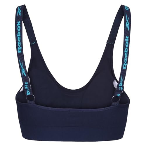 Reebok Top Corto sin Costuras Damen Marineblau | BH Für Fitness Mit Geringer Belastung Sujetador de Entrenamiento, Azul Marino/Verde Azulado clásico, S para Mujer