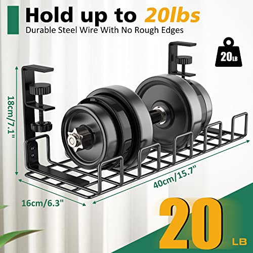 REFLYING Sin perforación Bandeja de gestión de Cables Debajo del Escritorio, con Abrazadera, Bandeja Robusta metálica para regletas, Negro, 1 Paquete