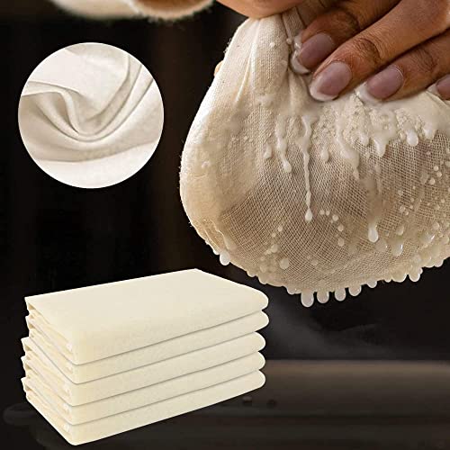 REFORUNG 5 pcs Tela Filtrante Reutilizable Paño para Hacer Queso 50 * 50cm Colador Algodon Manta para Colar, Gasa para Leche de Nuez, Yogurt, Vino, Café Frio y Té