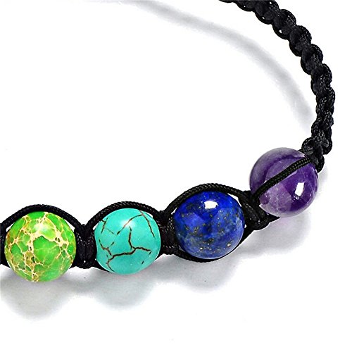 REFURBISHHOUSE 7 Cuentas de Equilibrio de curacion Chakra Pulsera Pulsera de energia de Yoga Vida Amantes del Arco Iris Joya Informal