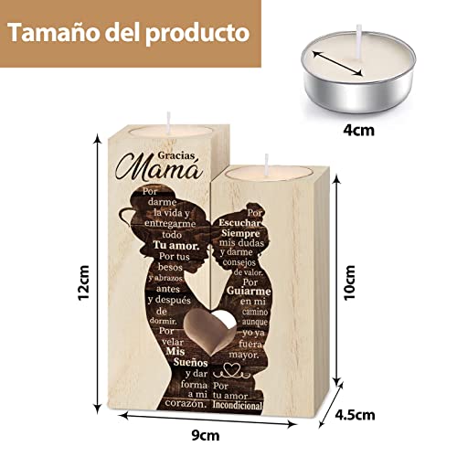 Regalo Madre, Regalo Mama, Regalo para Madre- Portavelas de Madera, Regalo Madre Cumpleaños, Regalos para Una Madre, Regalos para Mama, Regalos Madre