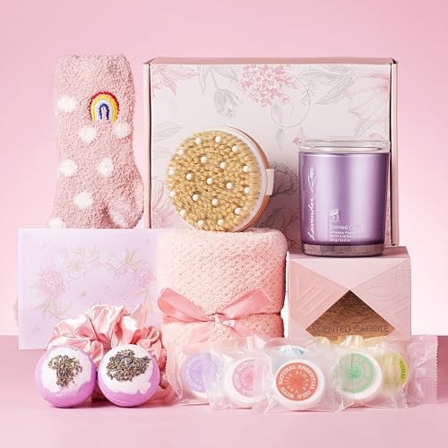 Regalos para San Valentín Ideas Mujer Set de Regalo SPA Relax Originales y Vela Aromática,Calcetines,Bomba de Baño para Mama/Madre,Abuela,Amigo,Pareja