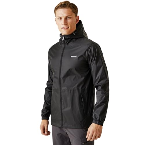 Regatta Chubasquero impermeable con capucha ligera y transpirable Jackets Waterproof Shell, Hombre, Black, XXXL