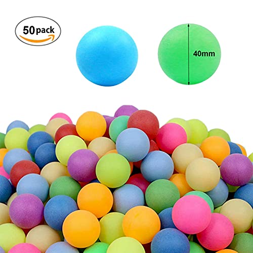 Regerly Pelotas de Ping Pong, 50Piezas Pelotas de Tenis Mesa Bolas Entrenamiento en Series Torneo Juegos para Adultos y Niños Mezcla de Colores