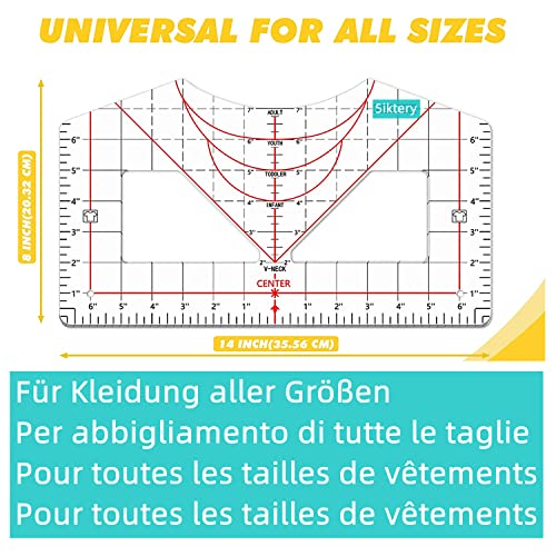 Regla de Camiseta Regla de Guía de Alineación de Vinilo para Diseño de Centrado Herramienta de Medición de Camisa con Cinta Térmica para Prensa de Transferencia Transferencia de Calor por Sublimación