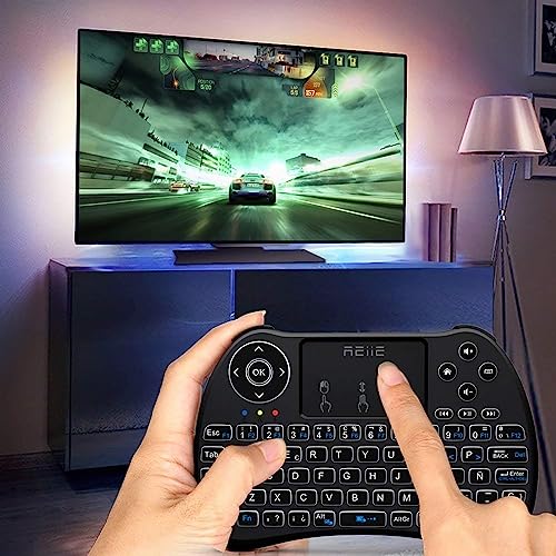 Reiie H9Plus Mini Touchpad Teclado Inalámbrico retroiluminado ,Color Negro QWERTY（tiene Ñ） (H9+)