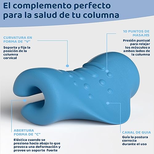 Relajador de cuello y Columna cervical | Alivio del dolor | Almohada quiropráctica relajante de tracción cervical | Uso: apoyar, relajar, estirar y traccionar cuello y hombros | Neck Cloud