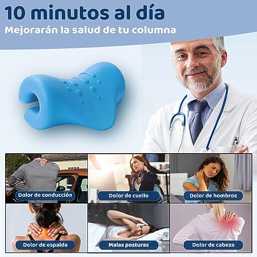 Relajador de cuello y Columna cervical | Alivio del dolor | Almohada quiropráctica relajante de tracción cervical | Uso: apoyar, relajar, estirar y traccionar cuello y hombros | Neck Cloud