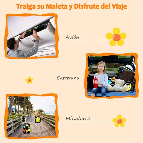 RELAX4LIFE Juego de 2 Maletas para Niños con 4 Ruedas Giratorias, Maleta de Viaje Infantil con Mango Ajustable, Doble Cremallera y Película de PC, Regalo para Niños (Modelo 3)