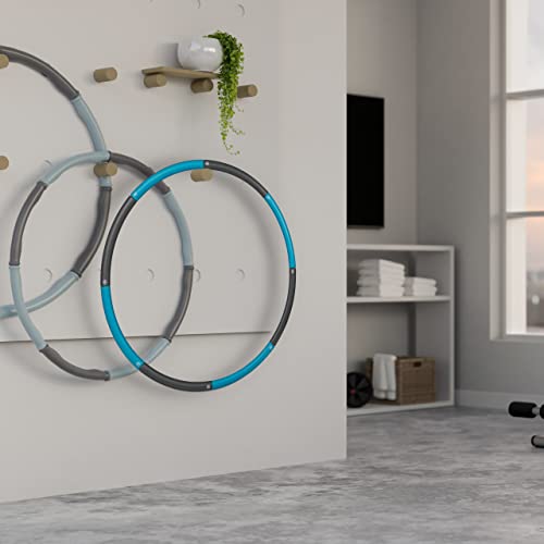 Relaxdays Hula Hoop, 90 cm de diámetro, aro de Fitness para Adultos, Adelgazamiento y Entrenamiento Abdominal, entrelazable, Azul/Gris