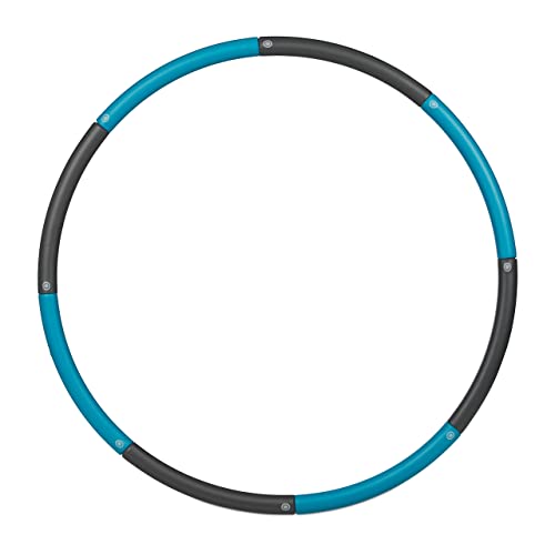 Relaxdays Hula Hoop, 90 cm de diámetro, aro de Fitness para Adultos, Adelgazamiento y Entrenamiento Abdominal, entrelazable, Azul/Gris