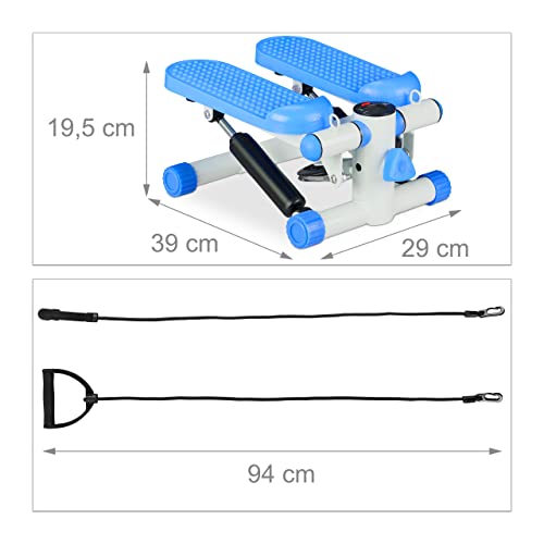Relaxdays Stepper 2 en 1, con Pantalla y Agarraderas, Pedaleador para Casa, Resistencia Variable, Máquina Fitness, Azul