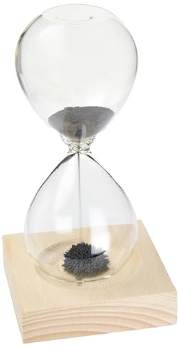 Reloj de Arena con Arena magnética, Altura Aprox. 16 cm, Tiempo de Funcionamiento 1 Minuto, Base de Madera con imán.