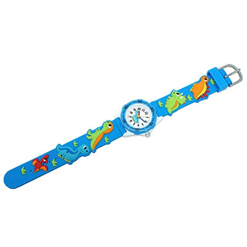 Reloj de Pulsera de Dibujos Animados de Uso Diario para Niños con Patrón de Dinosaurio, Banda de Silicona, Reloj para Estudiantes, Resistente Al Agua hasta 30 Metros (azul)