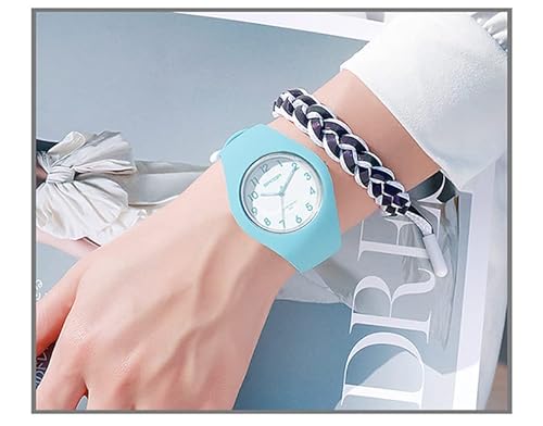 Reloj de pulsera para mujer con correa de silicona, esfera grande, resistente al agua, deportivo, moderno, casual, simple, de cuarzo, analógico, para mujeres y niñas, azul