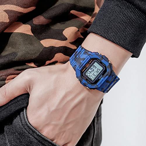 Reloj digital de cuarzo para hombre, resistente a los golpes unisex sumergible hasta 50 m deportivo para exterior visión nocturna reloj electrónico con correa de poliuretano