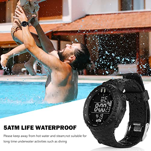 Reloj electrónico digital movimiento de cuarzo de muñeca deportivo para hombres Palada, resistente al del agua, militar casual de negocio con retroiluminación LED - Negro.