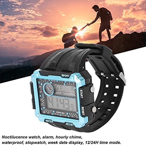 Reloj Electrónico Para Hombre, Luz Nocturna, Resistente Al Agua, Esfera Grande, Reloj Deportivo Digital Con Hora Dual, Regalo Para Su Marido, Novio(6861 azul negro)