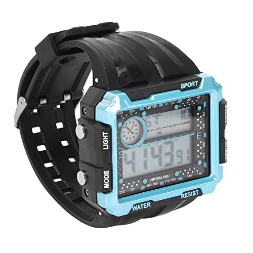 Reloj Electrónico Para Hombre, Luz Nocturna, Resistente Al Agua, Esfera Grande, Reloj Deportivo Digital Con Hora Dual, Regalo Para Su Marido, Novio(6861 azul negro)